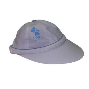 Vintage Atlas Disney Character Fashions Blue & White Mickey Mouse Visor Cap USA